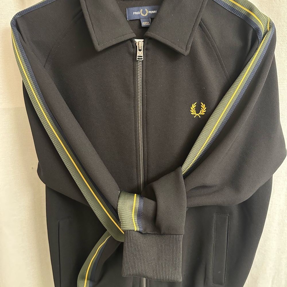 Fred Perry Black Jacket with Yellow and Green Accents